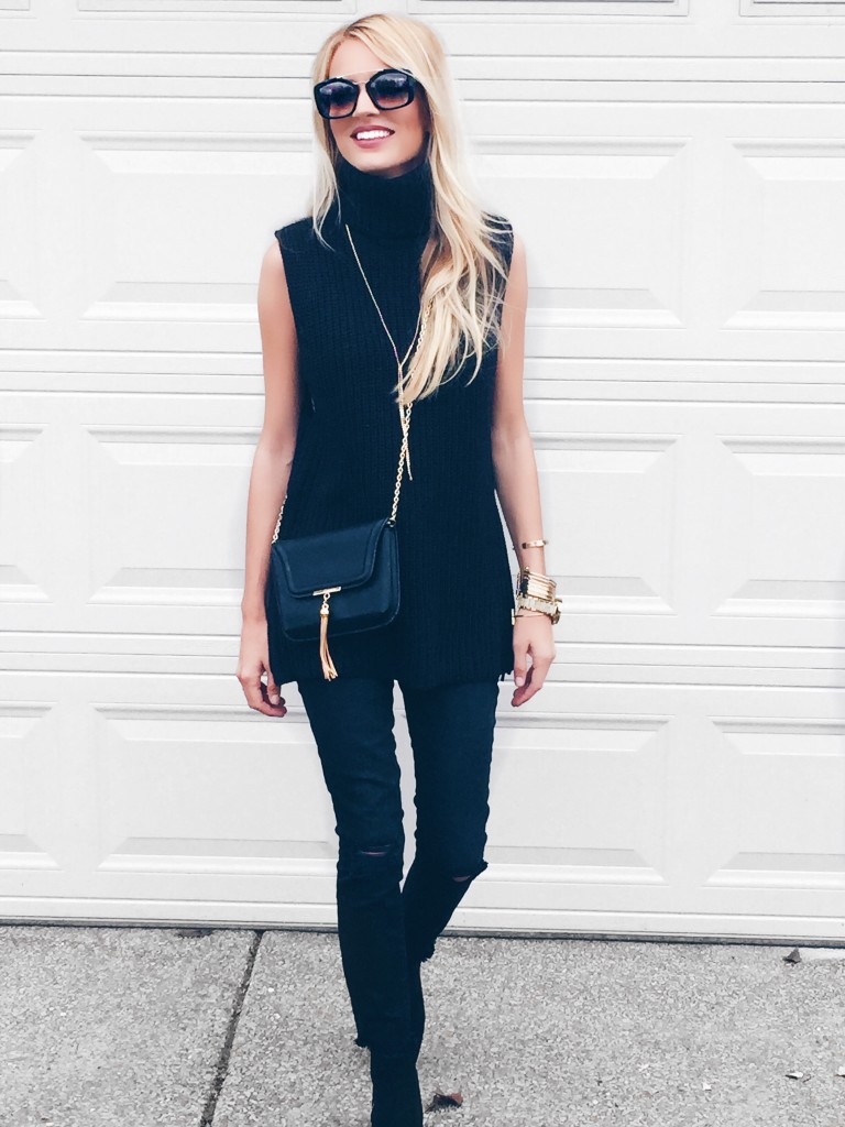 monochromatic fall outfit black and gold