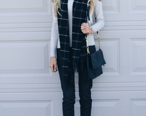 affordable-holiday-outfit-sweater-target-fringe-heels-tory-burch-clutch-scarf