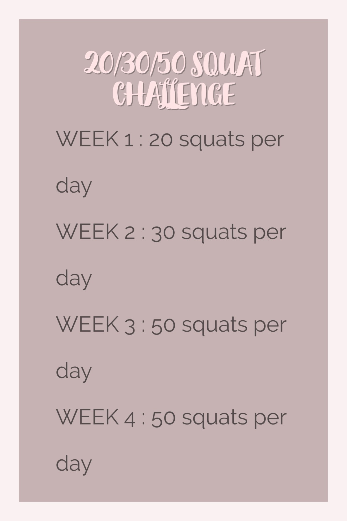 20/30/50 squat challenge